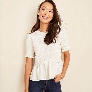 Ann Taylor Smocked Peplum Top - M